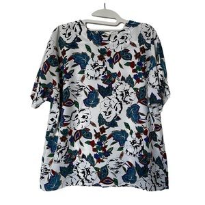 Renaissance Sportswear‎ Vintage White Floral Paisley Top Size M